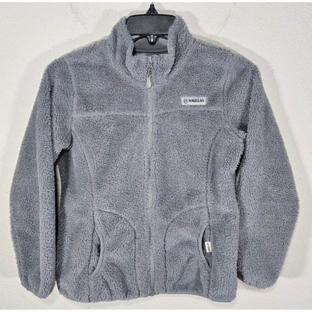 Magellan Girls Sherpa‎ Full Zip Gray Jacket Youth Medium 8-10